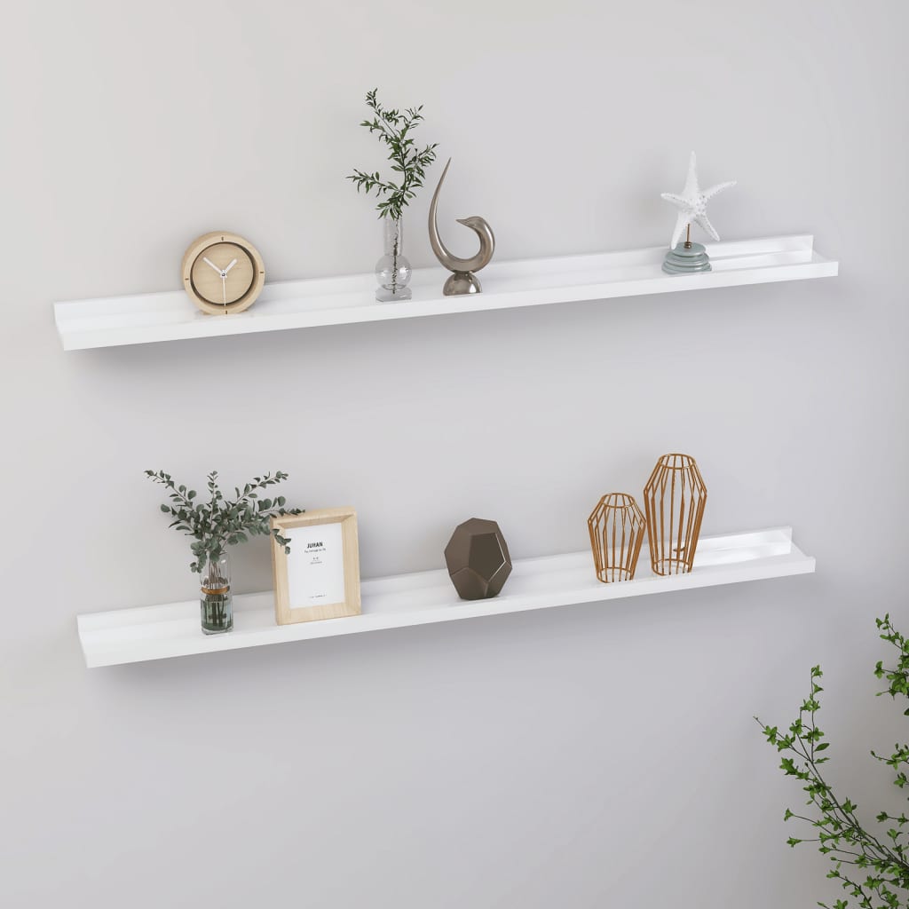 vidaXL Étagères Murales 2 Pcs Blanc Haute Brillance 100x9x3 cm