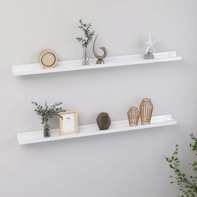vidaXL Étagères Murales 2 Pcs Blanc Haute Brillance 100x9x3 cm