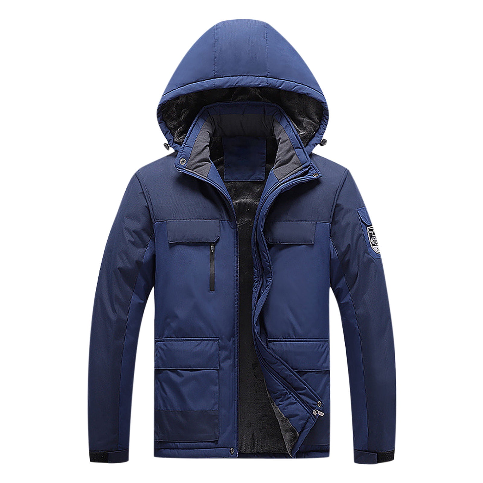 Windproof Jacket men Casual Patchwork Thicken Multi Pocket Hooded Zipper Windproof Waterproof Breathable Jacket Coats