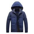 thumbnail image 1 of Men Casual Patchwork Thicken Multi Pocket Hooded Zipper Windproof Waterproof Breathable Jacket Coats, 1 of 1