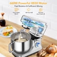 thumbnail image 3 of QinaQin 7.5 Quart Stand Mixer, 660W Tilt-Head Electric Kitchen Mixer with 10 Speeds and Splash Guard, 3 of 8