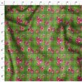 thumbnail image 4 of Soimoi Green Cotton Duck Fabric Check & Floral Print Fabric by Yard 42 Inch Wide, 4 of 5