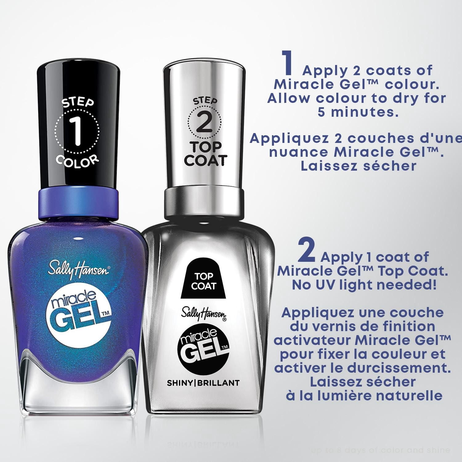 Sally Hansen - Miracle Gel™ Top Coat Activator, 2 Step Gel-like System, No UV Light Needed, Up to 8 Day of colour & shine