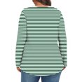 thumbnail image 4 of Mevxay Blouse à Rayures pour Femme Grande Taille Chic Décontractée T-Shirts Plissés Manches Longues Col Ras du Cou Tunique Fluide Hauts Vert 4TG, 4 of 6