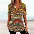 thumbnail image 1 of Offres jusqu'à 70 % de Rabais! Hauts d'Été pour Femmes 2024 Grande Taille T-shirt à Imprimé Mode à Boutons à Manches Courtes à Col Rond Haut Cadeau pour Femmes en Solde, 1 of 3