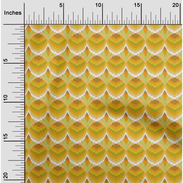 oneOone Cotton Flex Fabric Waves Flame Stitch Decor Fabric Printed BTY 40 Inch Wide