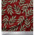 thumbnail image 1 of Soimoi Tissu en Viscose Rouge Imprimé Feuilles de Pacanier Tissu au Mètre 42 Pouces de Large, 1 of 3