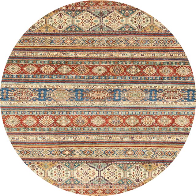 Ahgly Company Tapis Rond Abstrait Rouge Châtaigne pour Intérieur, 6 Pieds Rond
