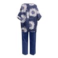 thumbnail image 4 of Ensemble d'Été Deux Pièces pour Femmes, Ensemble d'Été à Imprimé, T-Shirt à Manches Courtes à Col Rond + Pantalon à Double Poche, Ensemble Grande Taille en Liquidation, 4 of 5