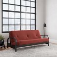 thumbnail image 1 of Cleo Black Metal Arm Full Size Futon Frame with 6” Thermobonded High Density Polyester Fill Mattress, 1 of 7