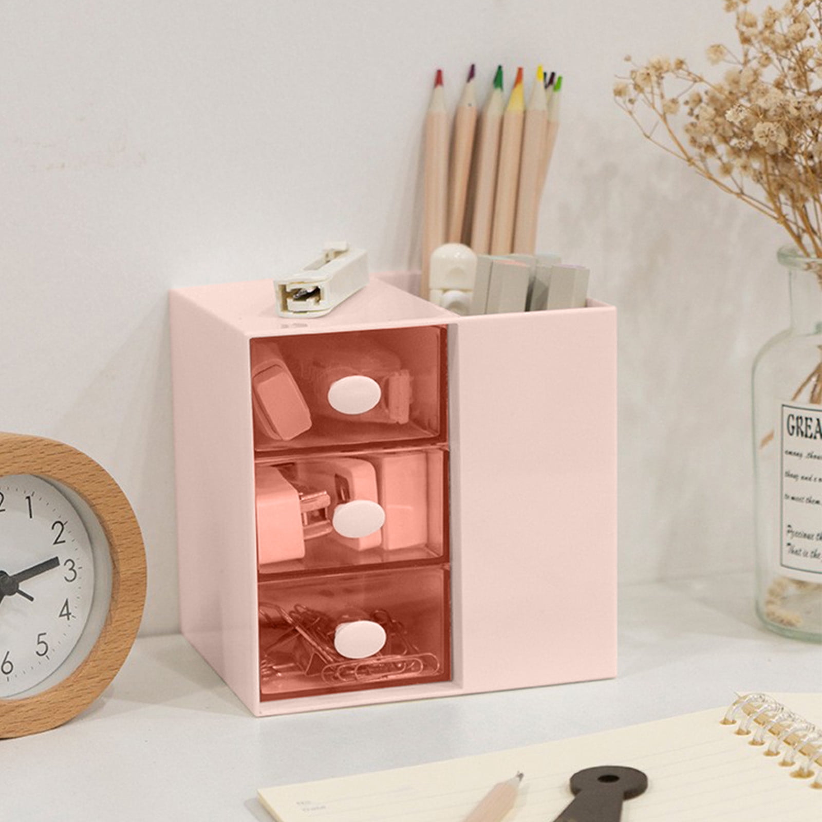 Summer Savings Kcavykas Desk Organizer with Drawer, Multi-Functional Pencil, Desktop Stationary Organizer, Storage for School Home Office Supplies