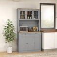 thumbnail image 2 of HOMCOM 71" Pantry Cabinet w/ Microwave Space Buffet w/ Hutch Grey, 2 of 10