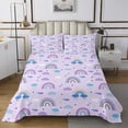 thumbnail image 1 of Erosebridal Cartoon Rainbow Coverlet Set King, Purple Bedding Set, Dreamy Princess Decor 3pcs, 1 of 5
