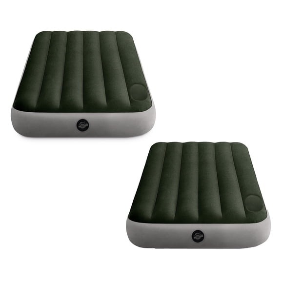 Intex Dura-Beam Standard Downy Air Mattress w/ Foot Pump, Twin, 2 Pack