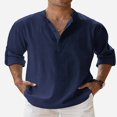 thumbnail image 1 of Men‘s Casual Linen Button Down Shirt Short Sleeve Beach Shirt, 1 of 4