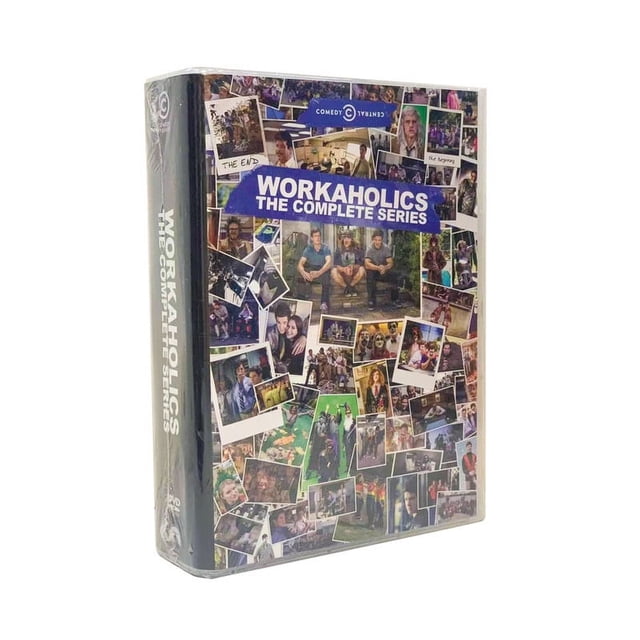 Workaholics : la Série Complète (DVD), un DVD de Série Comique avec une Couverture de Style Collage Présentant des Scènes de la Série. le Titre Est Affiché en Texte Blanc Audacieux sur une Bannière Bleue. l'Étui Scellé pour DVD Met en Valeur l'Imagerie Vibrante et Humoristique de la Série.