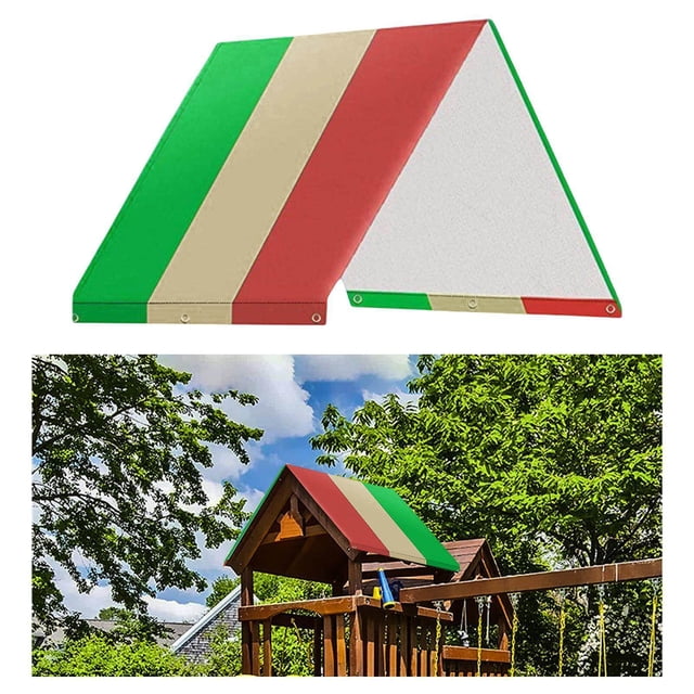 thinsony Waterproof Swing Set Replacement Tarp Roof Tent Sunshade Green Beige Red