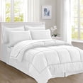 thumbnail image 1 of Mocassi Ensemble de Couette Rayée de Luxe 8 Pcs - Ensemble de Literie Doux et Confortable avec Poches de Rangement Double Face - Couette Rayée Blanche Soyeuse, Format Très Grand/Californien, 1 of 7