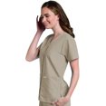 thumbnail image 2 of Landau Women's Essentials Snap Front Scrub Top, Classic Relaxed Fit, V-Neck, 4 Pockets, 2 of 6
