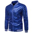 thumbnail image 1 of SUNSIOM Mens Casual Sequin Jacket, Long Sleeve Collared Zip Up Slim Overcoat, 1 of 5