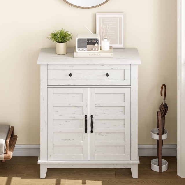 BeesClover Buffet Moderne avec Tablette Réglable à 3 Niveaux avec 7 Vitesses, Armoire de Rangement de Cuisine avec Grand Tiroir pour Salle à Manger, Salle de Bain, Entrée