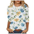 thumbnail image 1 of CEHVOM T-shirt de Mode pour Femme Mi-Long à Manches 3/4 Blouse à Col Rond Hauts Décontractés Liquidation, 1 of 5