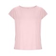 thumbnail image 3 of Penkiiy Blouse en Lin à Manches Courtes pour Femmes Col Rond Été Hauts Décontractés Coupe Ample S Rose, 3 of 5