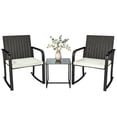 thumbnail image 1 of Outsunny 3 Pieces Wicker Patio Furniture Rocking Bistro Set with Cushions, 1 of 10