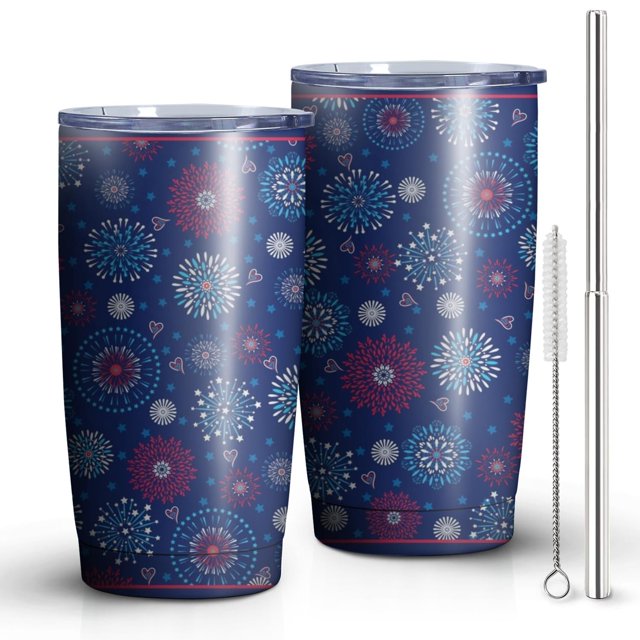 Gobelet Isolé 20oz, Gobelet de Voyage avec Couvercle, Porte-Gobelet Tasse de Voyage Amicale, Contenant Isotherme en Acier Inoxydable, Gobelet 20 Oz, Tasse à Café Réutilisable Isolée avec Couvercle (Jour de l'Indépendance)