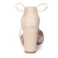 thumbnail image 3 of BLISSFUL STEP Women's Ankle Tie Block Heel Pointed Toe Dress Pumps, 3 of 7