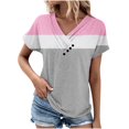 thumbnail image 1 of Timegard Tops for Women Color Block Button Short Sleeve T Shirts Causal Fashion Dressy Blouses, 1 of 6