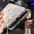 thumbnail image 3 of Crystal Glitter Mobile Phone Case Compatible with iPhone 12 Pro Case Transparent Diamond Butterfly Soft TPU Silicone and PC Bumper Protective Case with Crystal Chain Shockproof Case Cover, 3 of 6