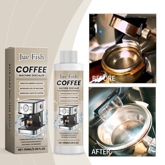 Coffee Maker Descaler Stain Remover, 100 mL Descaling Solution for Coffee Machines, Removes Grease and Limescale, Safe Formula