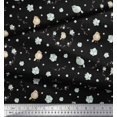 thumbnail image 3 of Soimoi Black Silk Fabric Wreath & Bird Fabric Prints By Yard 42 Inch Wide, 3 of 5