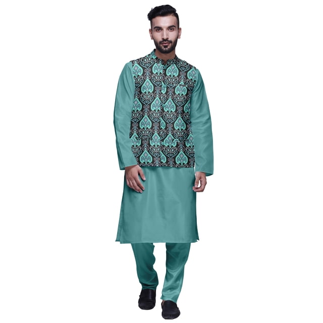 Atasi Traditional Mens Dupion Silk Kurta Pajama Set With Nehru Jacket Men Wear