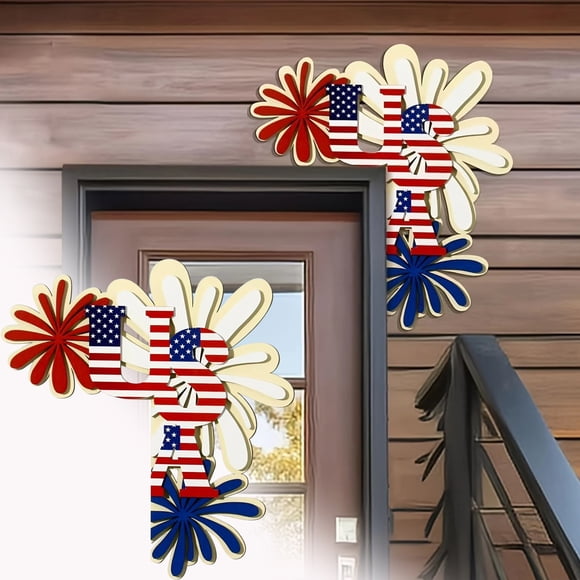 TIMIFIS Independence Day Corner , Décoration Intérieure Bois Épais Décoration Independence Day Coin de Porte