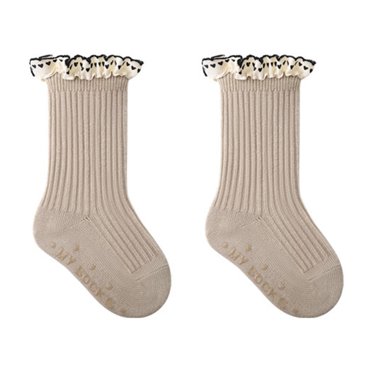 FAIWAD Baby Girl Princess Socks Lace Ruffles Solid Color Tube Socks Toddler Cute Comfy Breathable Crew Socks Girls Gift