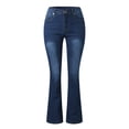 thumbnail image 4 of Bmisegm Jeans à Taille Mi-Haute Micro Évasés pour Femmes, Bleu Foncé, m, 4 of 7
