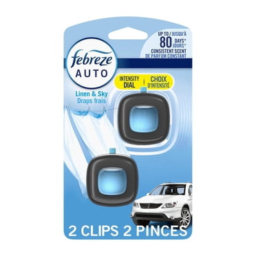 Febreze Désodorisant pour Auto, Pince pour Bouche d'Air Anti-Odeurs, Parfum Draps Frais, 2 Unités