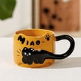 thumbnail image 2 of Cat Coffee Mug Ceramic Large Handle With English Letters Relief Design 12 oz, 2 of 6