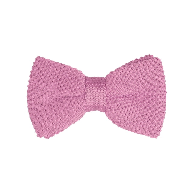 INSPIRE CHIC Men's Pre-Tied Bow Ties Adjustable Strap Solid Color Knitted Bowtie Pink