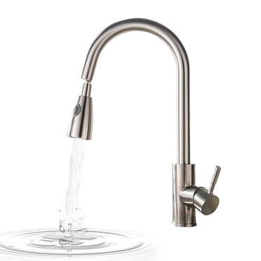 Robinet de Cuisine Facile à Installer, Robinet en Acier Inoxydable avec Vaporisateur à Descente, Idéal pour la Lessive et les Éviers de Style Ferme (Modèles à Double Pulvérisation)