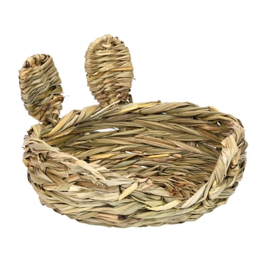 DOLITY Bunny Grass Bed Bunny Bedding Nest Grass House for Rabbits Pet Hay Bed for Small Half Opening