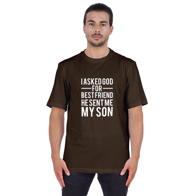 Inkmeso T-shirt à Col Rond pour Homme, Graphique Imprimé « J'ai Demandé à Dieu Mon Meilleur Ami, Il m'A Envoyé Mon Fils », Tee pour Père Fils Amour