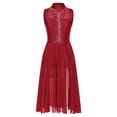 thumbnail image 3 of Sinleey Costumes de Danse Lyrique pour Femmes Robe Longue Fluide en Tulle Sans Manches à Sequins Moderne Contemporain Bordeaux m, 3 of 6