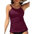 thumbnail image 1 of Charmo Women's High Neck Tankini Tops Only Tummy Control Swimsuit Top Ruched Swim Top Without Bottoms, 1 of 2