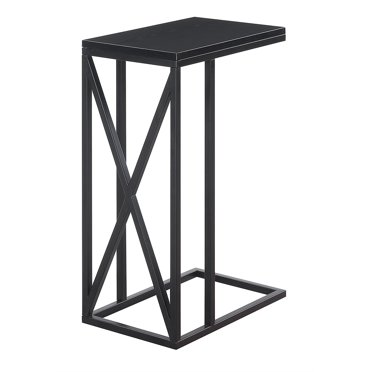 Convenience Concepts Tucson Table d'Appoint en C, Fini Bois Noir et Cadre en Métal