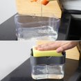 thumbnail image 3 of Liquid Dish Soap Dispenser Press Design Automatically Liquid Dispenser Box Sponge Holder Soap Dispenser for Home Kitchen Grey, 3 of 8