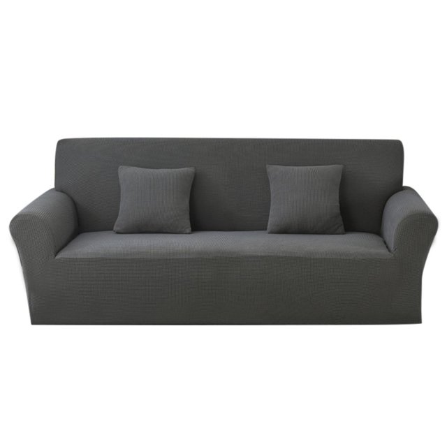 2024 Jacquard Stretch Sofa Slipcover Textured Non Slip Couch Cover Loveseat Dark Gray