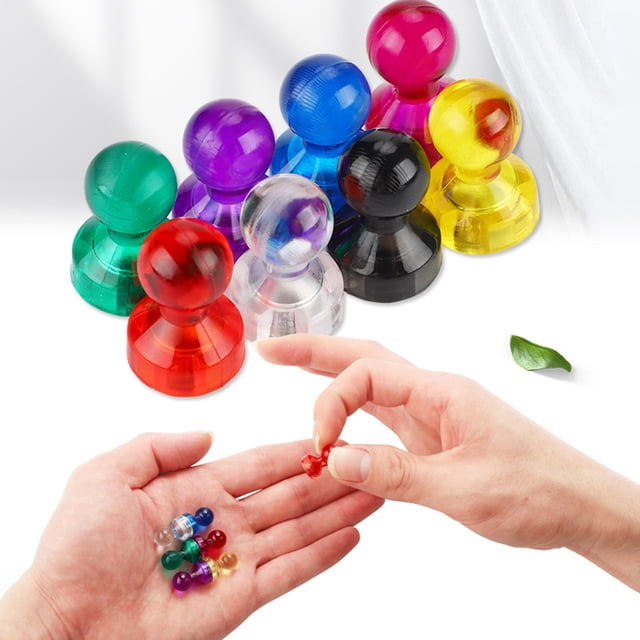 Musbetu 10Pcs Magnetic Push Pins Strong Suction Multi-purpose Mini Colorful Transparent Refrigerator Magnets Thumbtacks for School